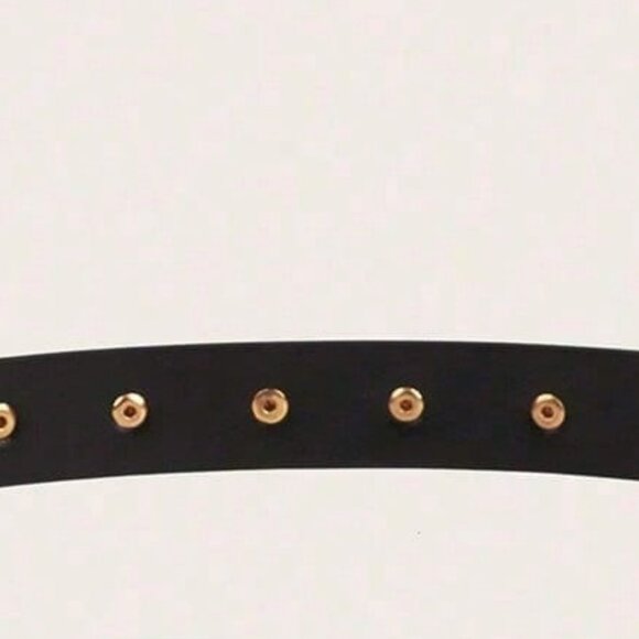 Black Contemporary Women's Gold Rivet Belt - Picture 8 of 9